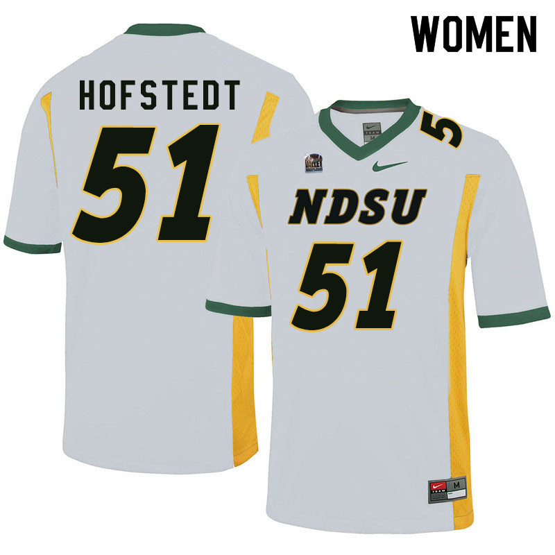 Women #51 Mason Hofstedt North Dakota State Bison College Football Jerseys Sale-White